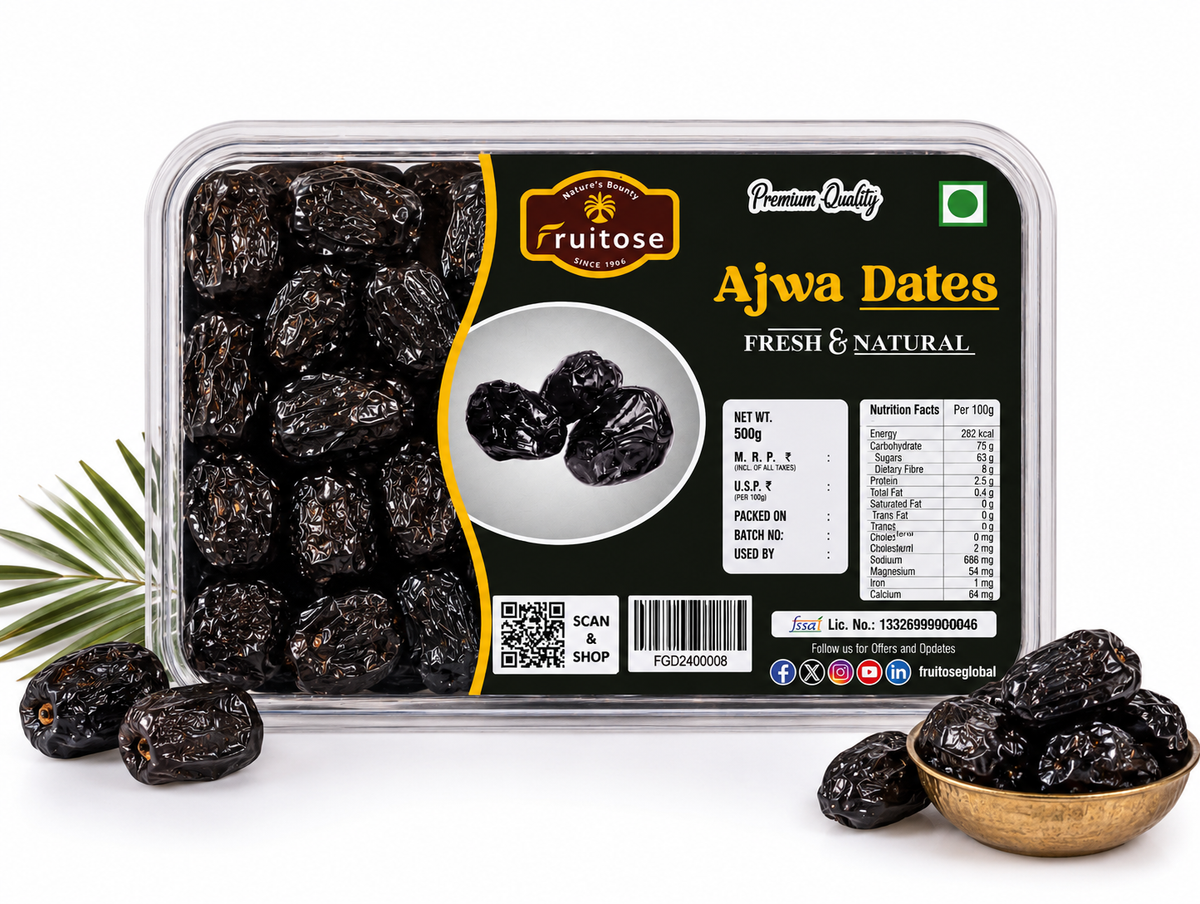 Premium Ajwa Dates | Authentic Saudi Arabian Khajoor | 500g