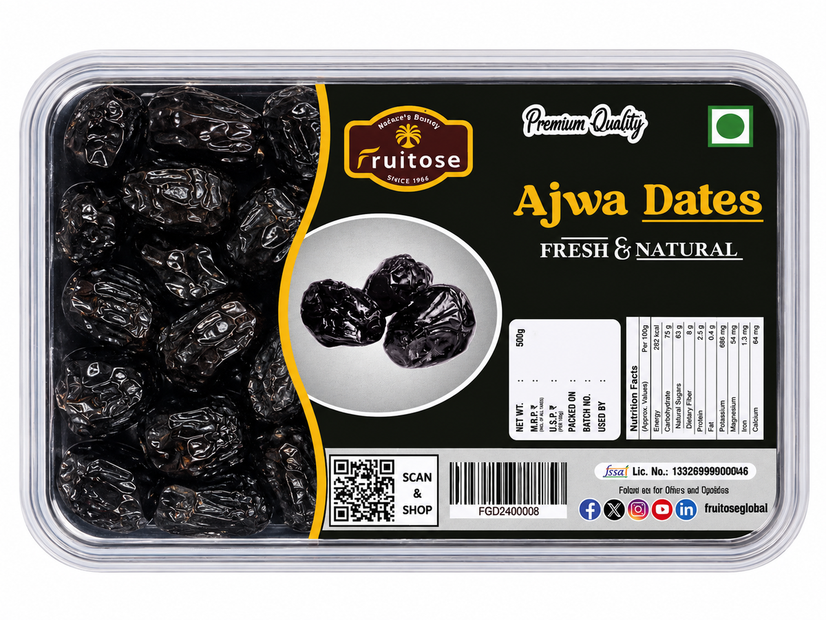 Premium Ajwa Dates | Authentic Saudi Arabian Khajoor | 500g