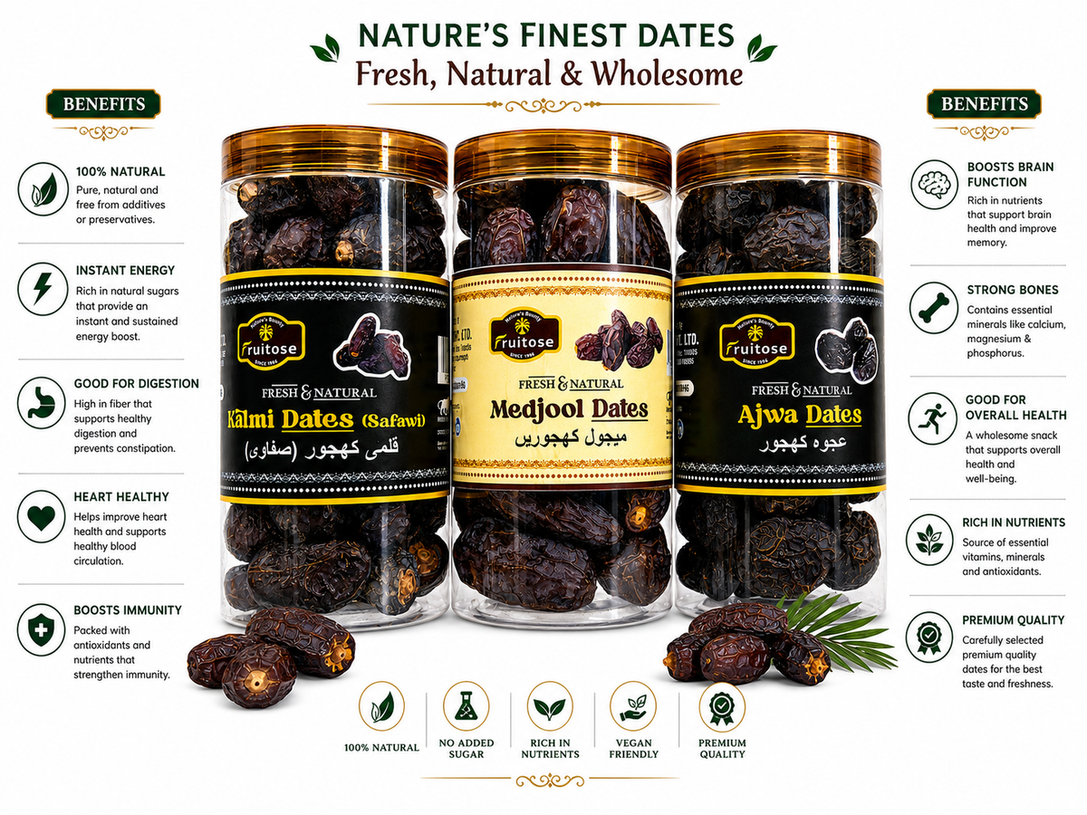 Premium Dates Collection – Ajwa, Medjool & Kalmi Dates (3 × 500g)