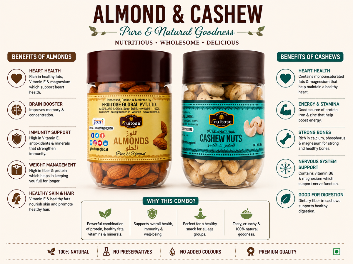 Premium Almond & Cashew Combo Pack – 500g (2 × 250g)