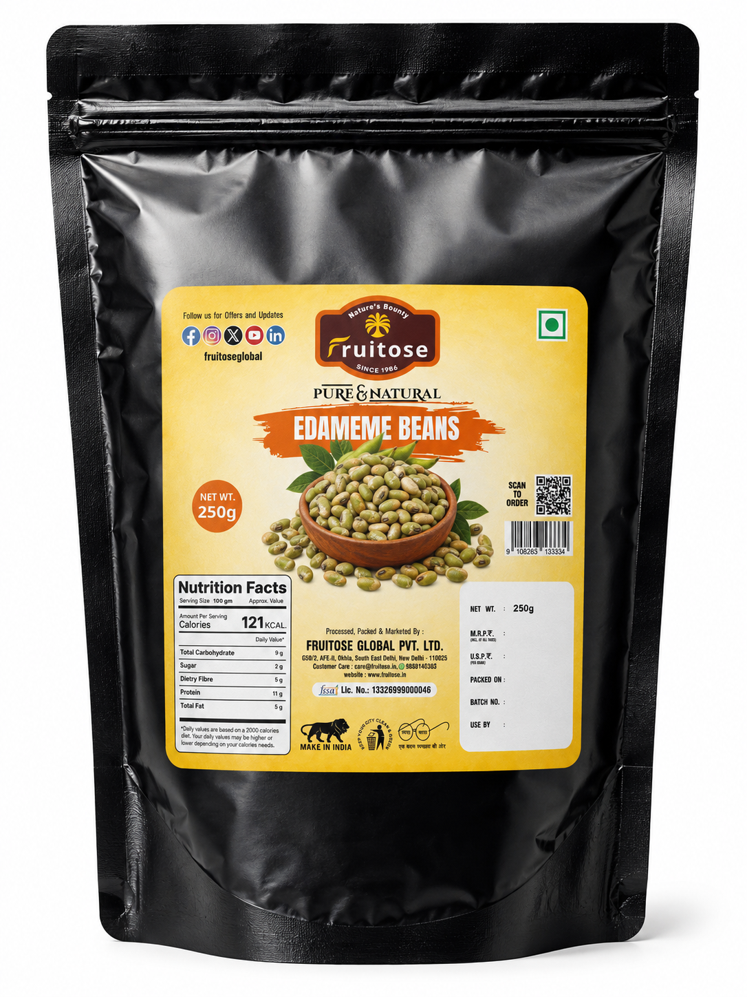 Edamame Beans (Green Soybeans) – 100% Natural, Protein Rich & High in Fiber – 250g