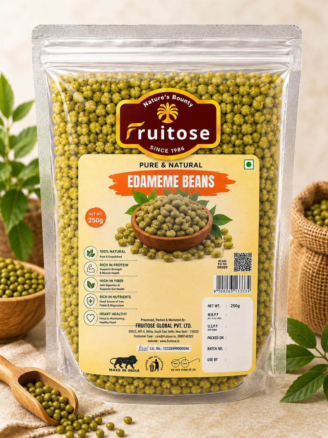 Edamame Beans (Green Soybeans) – 100% Natural, Protein Rich & High in Fiber – 250g