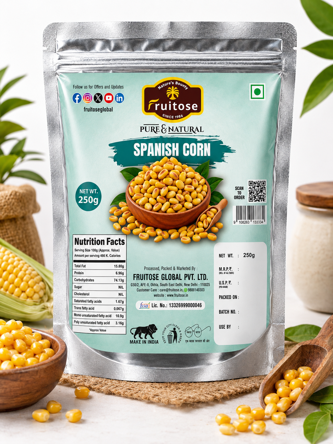 Spanish Corn – Crunchy Roasted Corn Snack | Crispy & Delicious | 250g