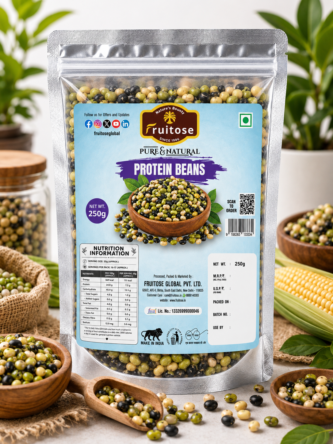 Protein Beans – High Protein Roasted Bean Mix | Healthy Crunchy Snack | 250g