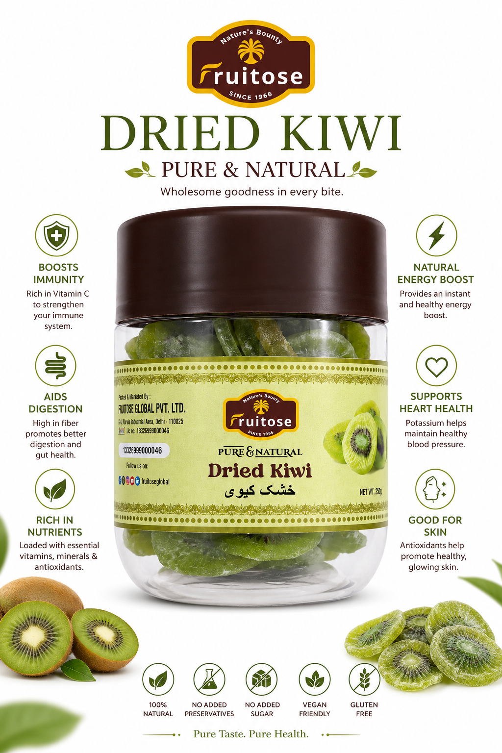 Premium Dried Kiwi | Naturally Sweet & Tangy | 250g