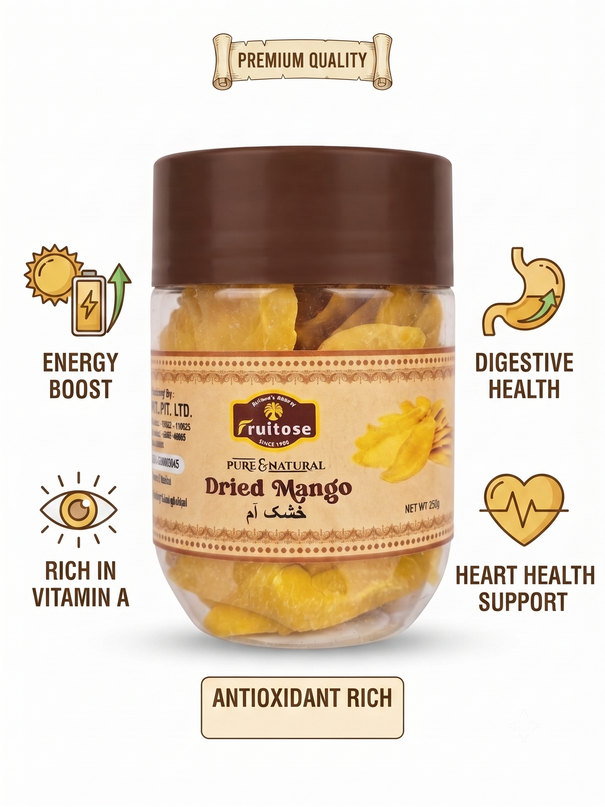 Premium Dried Mango | Naturally Sweet & Chewy | 250g