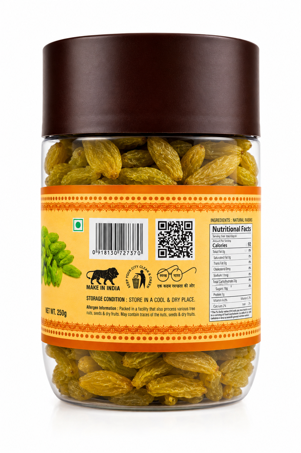 Premium Natural Raisins (Kishmish) | Sweet & Seedless | 250g