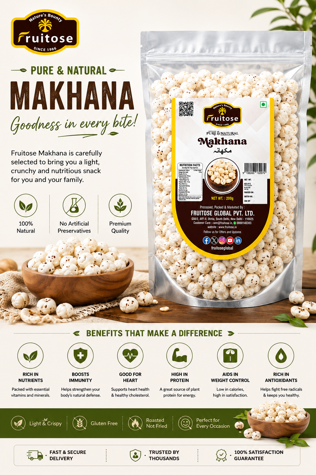 Premium Makhana (Foxnuts) | Roasted & Healthy Snack | 200g