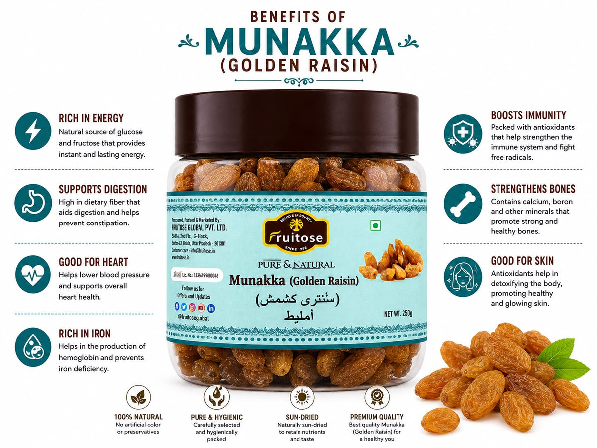 Premium Munakka (Golden Raisins) | Naturally Sweet | 250g