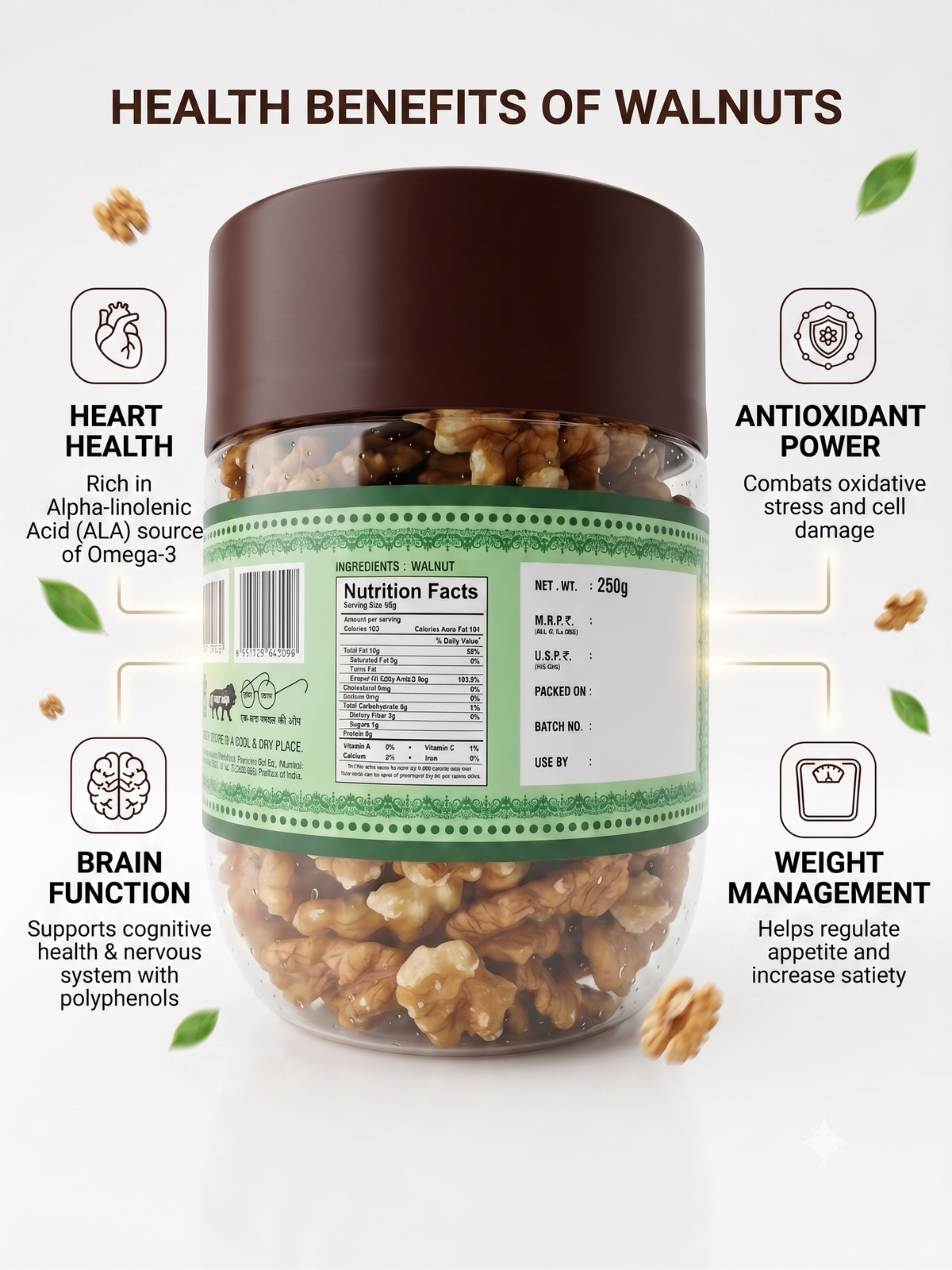 Premium Walnut Kernels (Akhrot Giri) | 100% Natural | 250g
